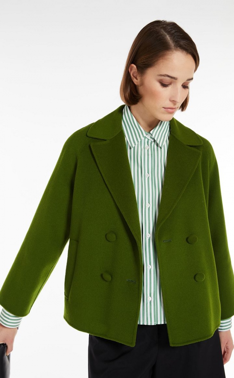 MaxMara Double-breasted In Wool Jackets GREEN | MMR594095