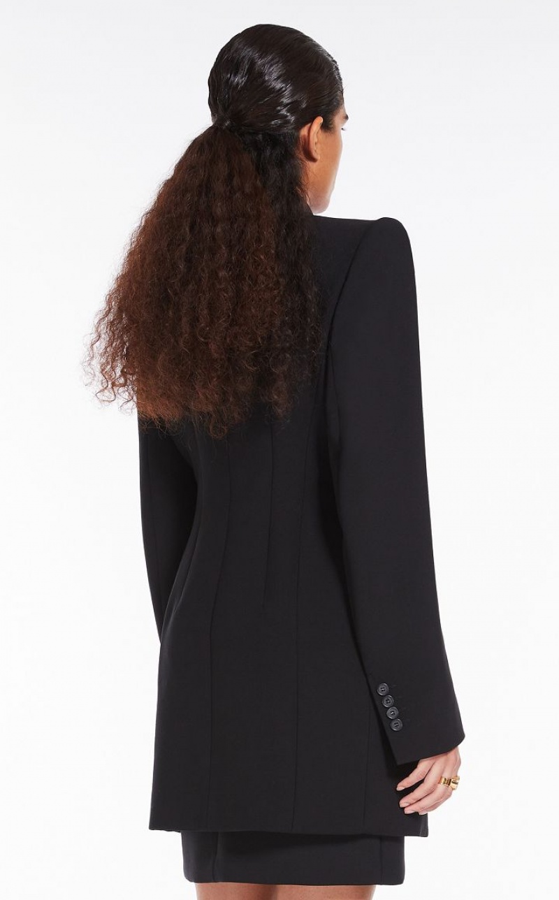 MaxMara Double-breasted Long Blazers BLACK | MMR594035