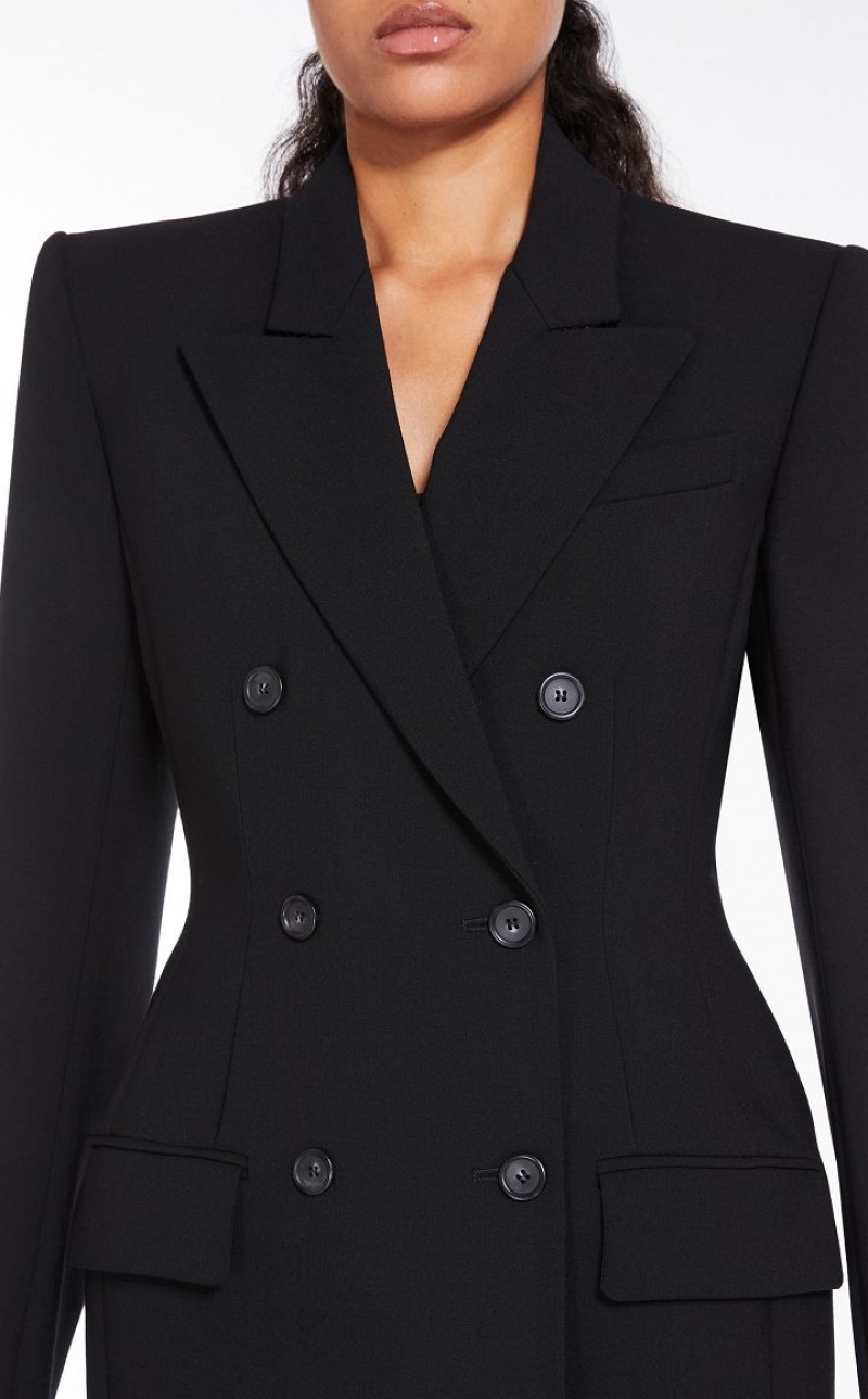 MaxMara Double-breasted Long Blazers BLACK | MMR594035