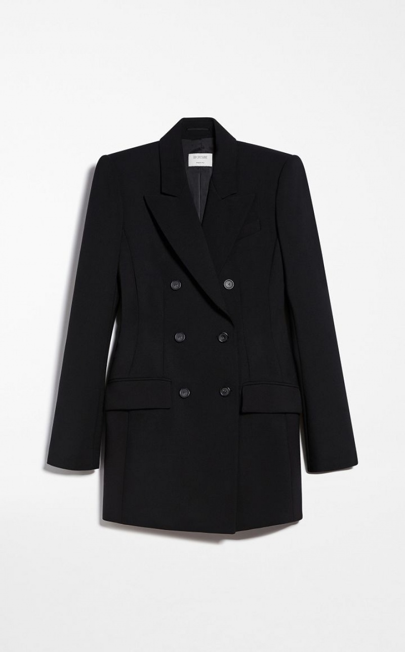 MaxMara Double-breasted Long Blazers BLACK | MMR594035