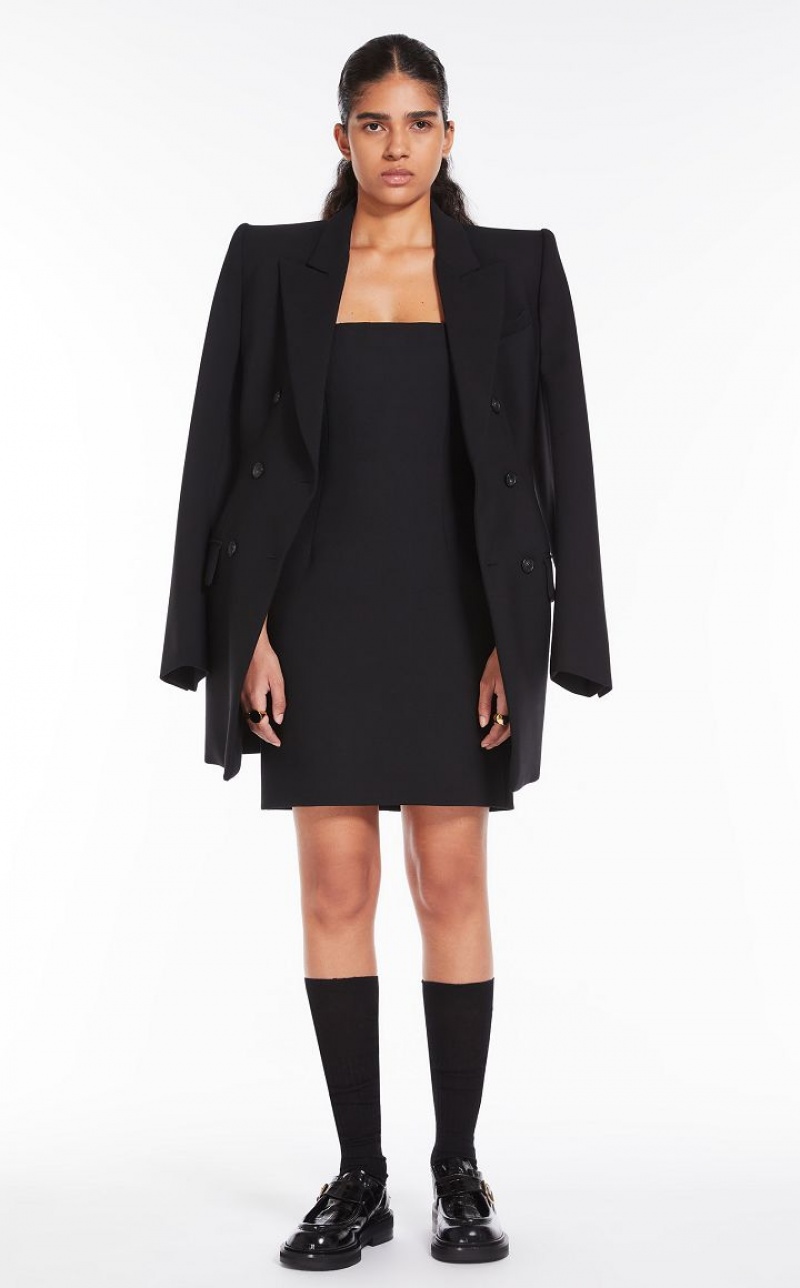 MaxMara Double-breasted Long Blazers BLACK | MMR594035