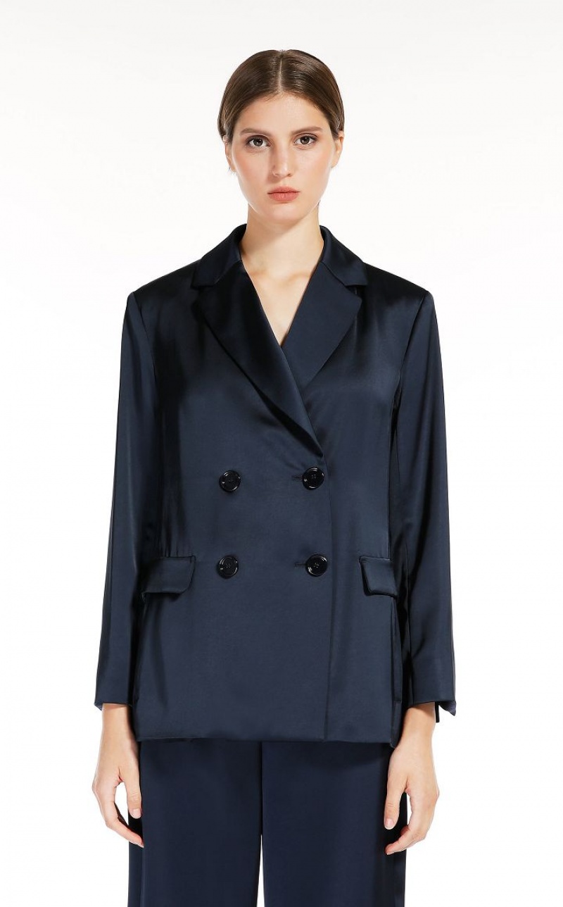 MaxMara Double-breasted Satin Jackets MIDNIGHTBLUE | MMR594034