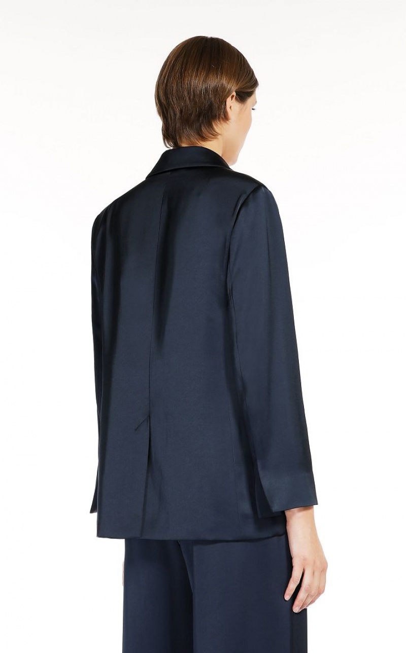 MaxMara Double-breasted Satin Jackets MIDNIGHTBLUE | MMR594034