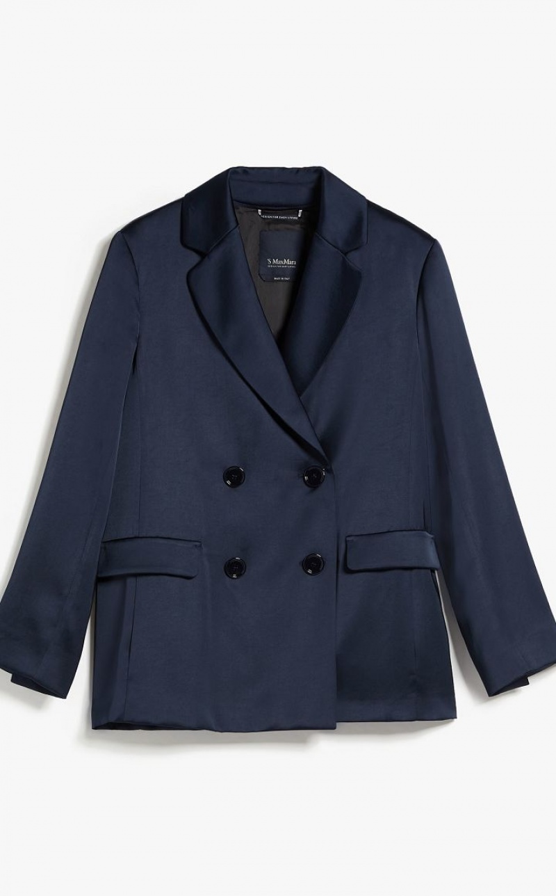 MaxMara Double-breasted Satin Jackets MIDNIGHTBLUE | MMR594034