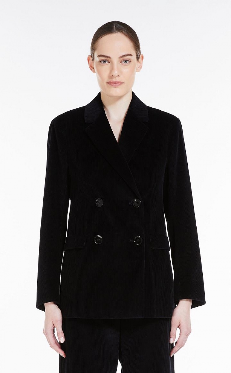 MaxMara Double-breasted Velvet Blazers BLACK | MMR594057