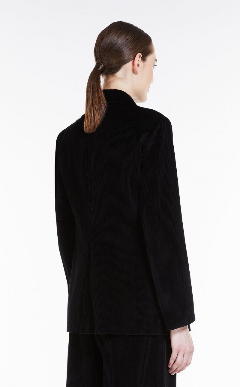 MaxMara Double-breasted Velvet Blazers BLACK | MMR594057