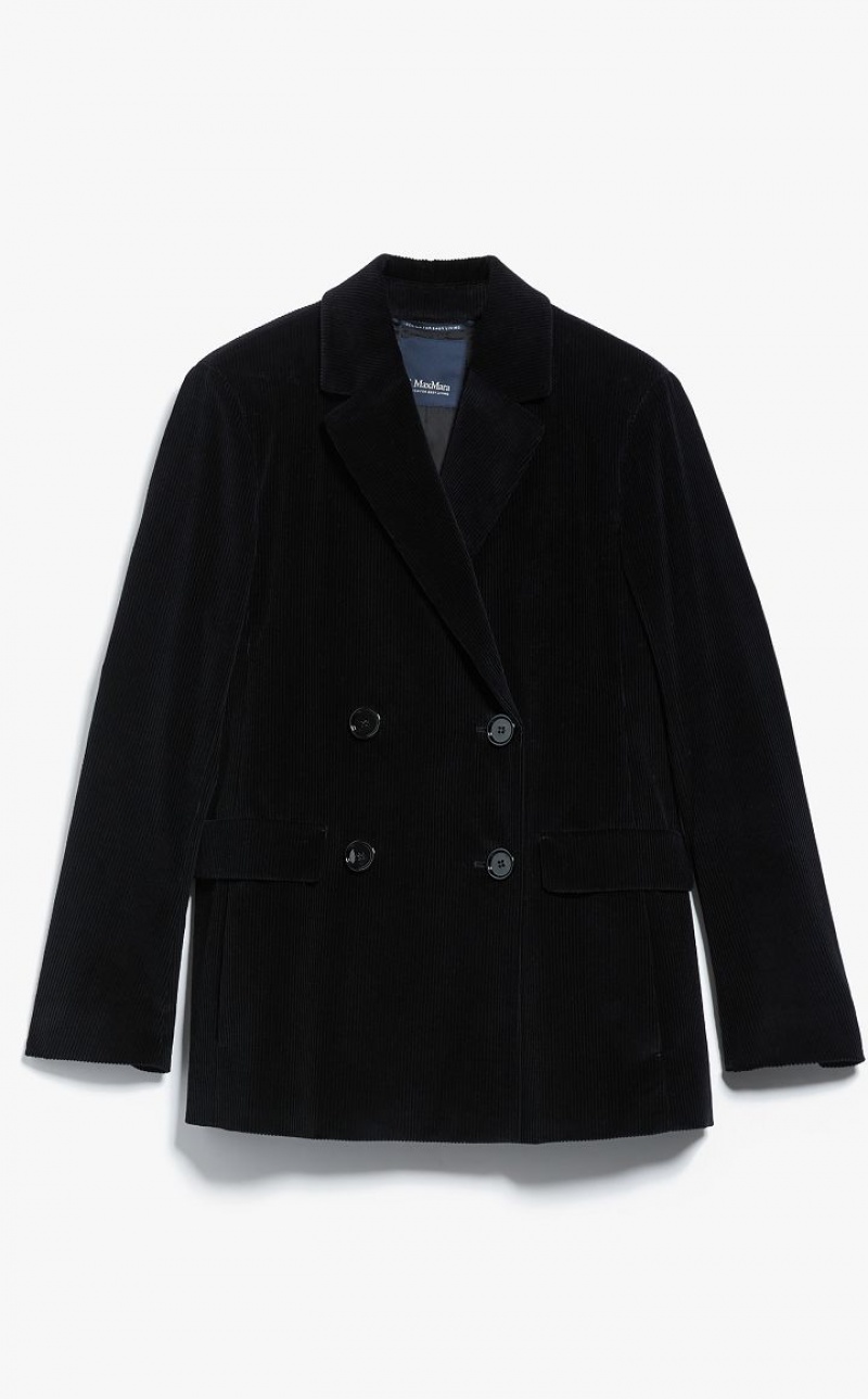 MaxMara Double-breasted Velvet Blazers BLACK | MMR594057