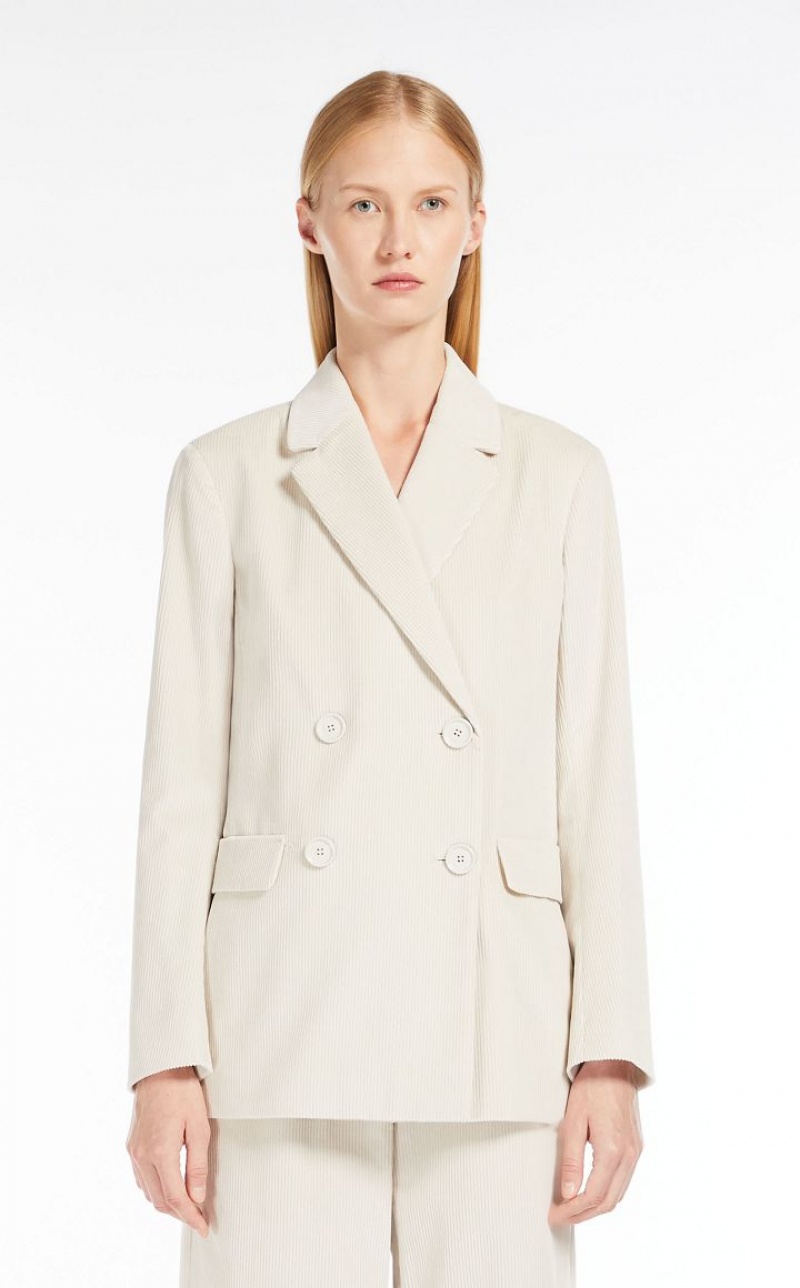 MaxMara Double-breasted Velvet Blazers MILK | MMR594052