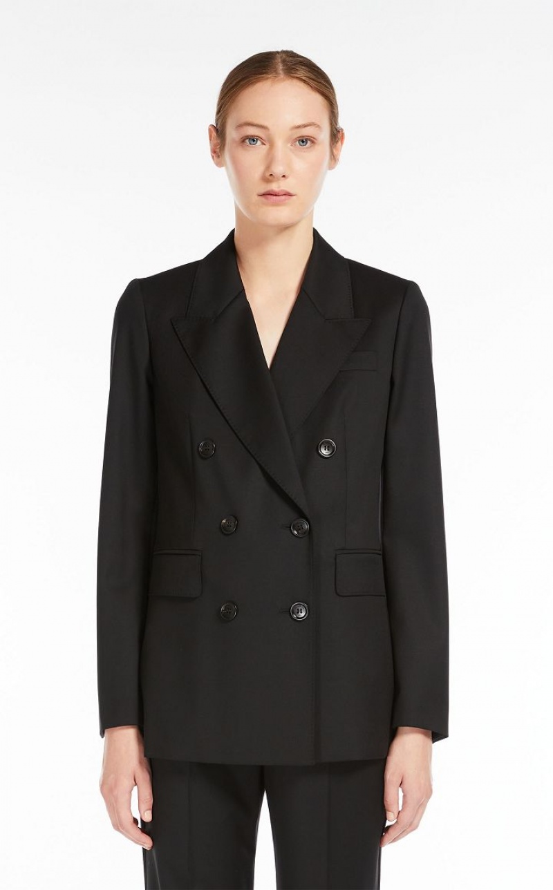 MaxMara Double-breasted Wool Blazers BLACK | MMR594087