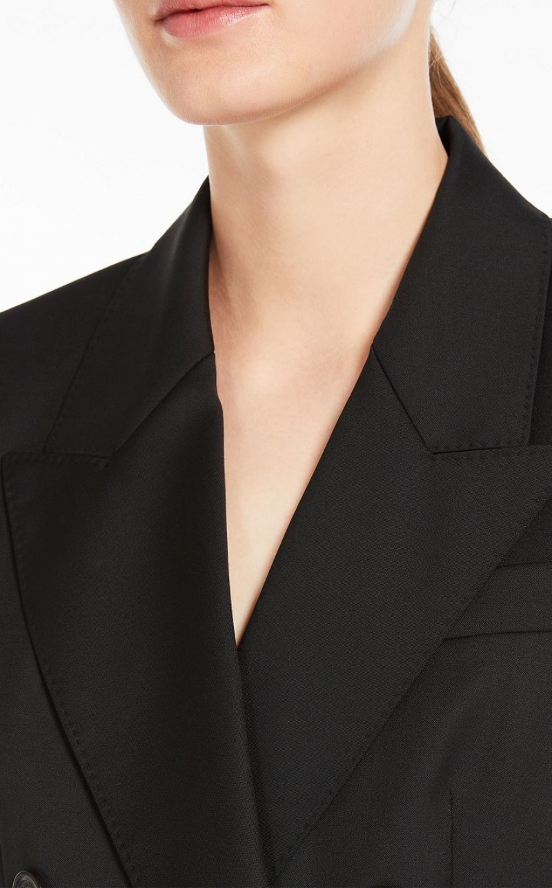 MaxMara Double-breasted Wool Blazers BLACK | MMR594087