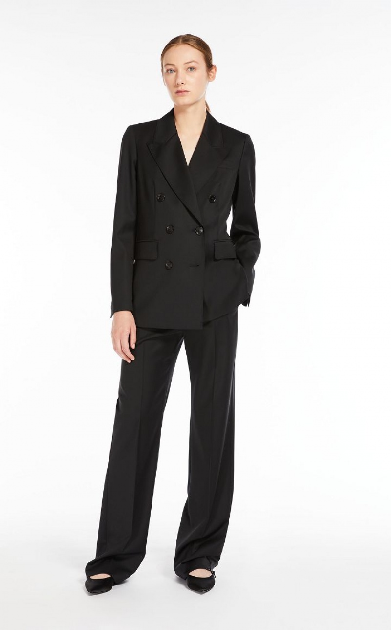 MaxMara Double-breasted Wool Blazers BLACK | MMR594087