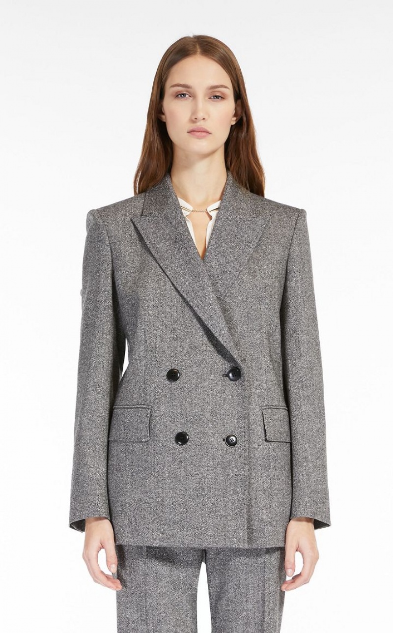 MaxMara Double-breasted Wool Blazers BLACK | MMR594088