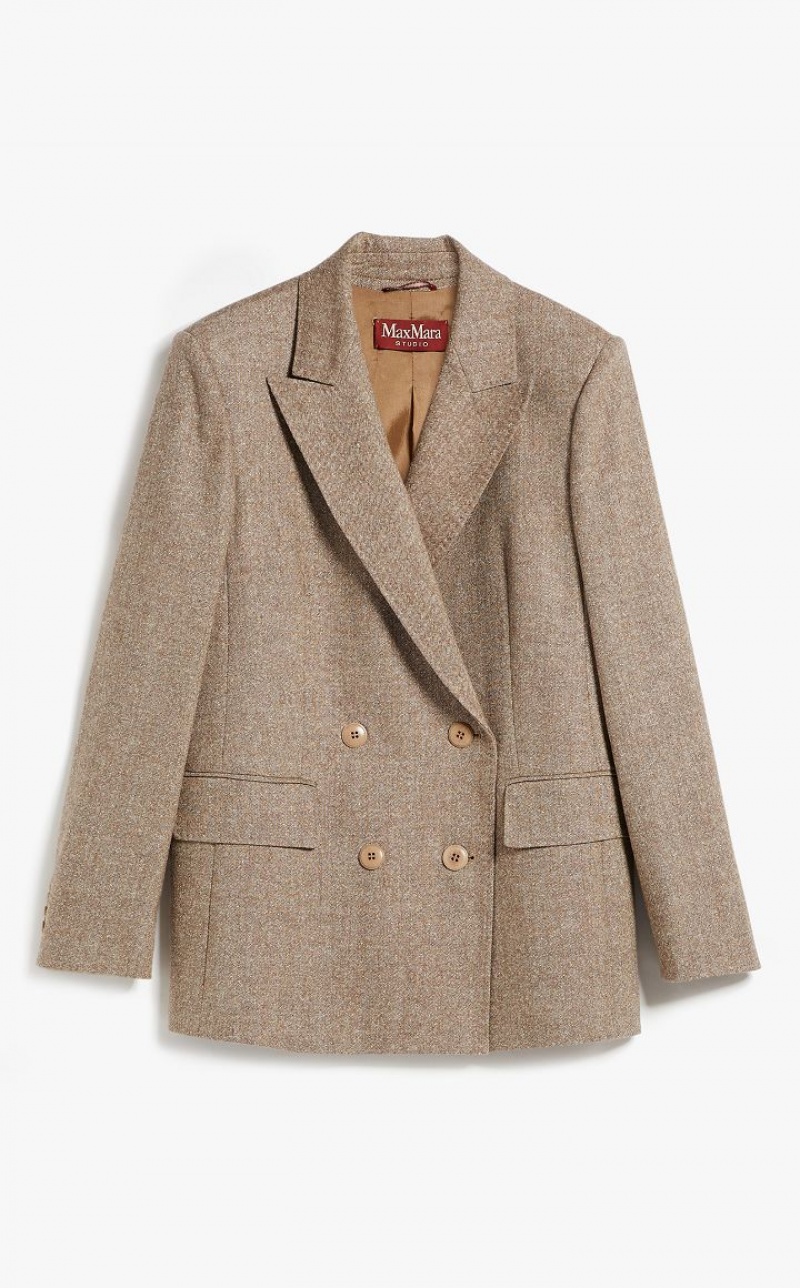 MaxMara Double-breasted Wool Blazers CAMEL | MMR594056