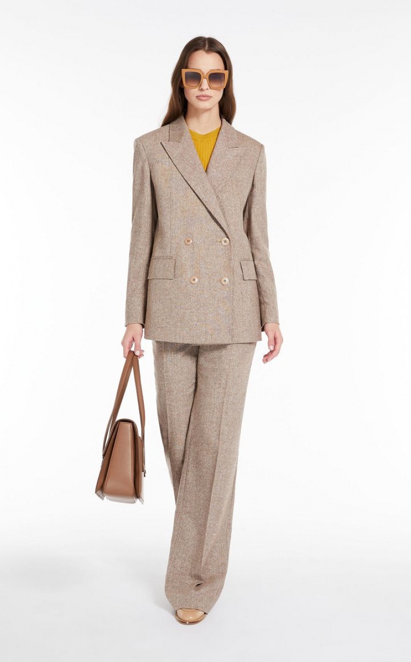 MaxMara Double-breasted Wool Blazers CAMEL | MMR594056