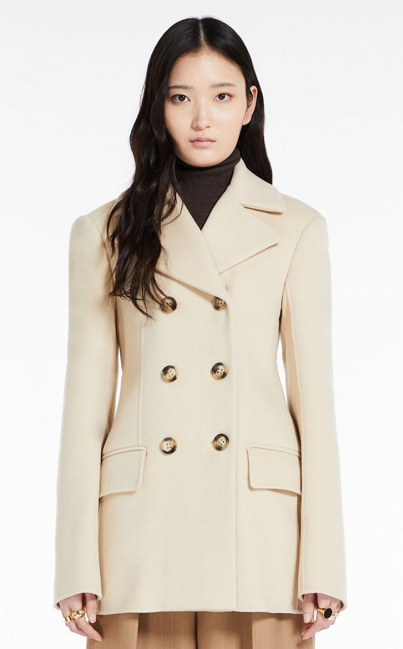 MaxMara Double-faced Woollen Cloth Pea Coats IVORY | MMR593836