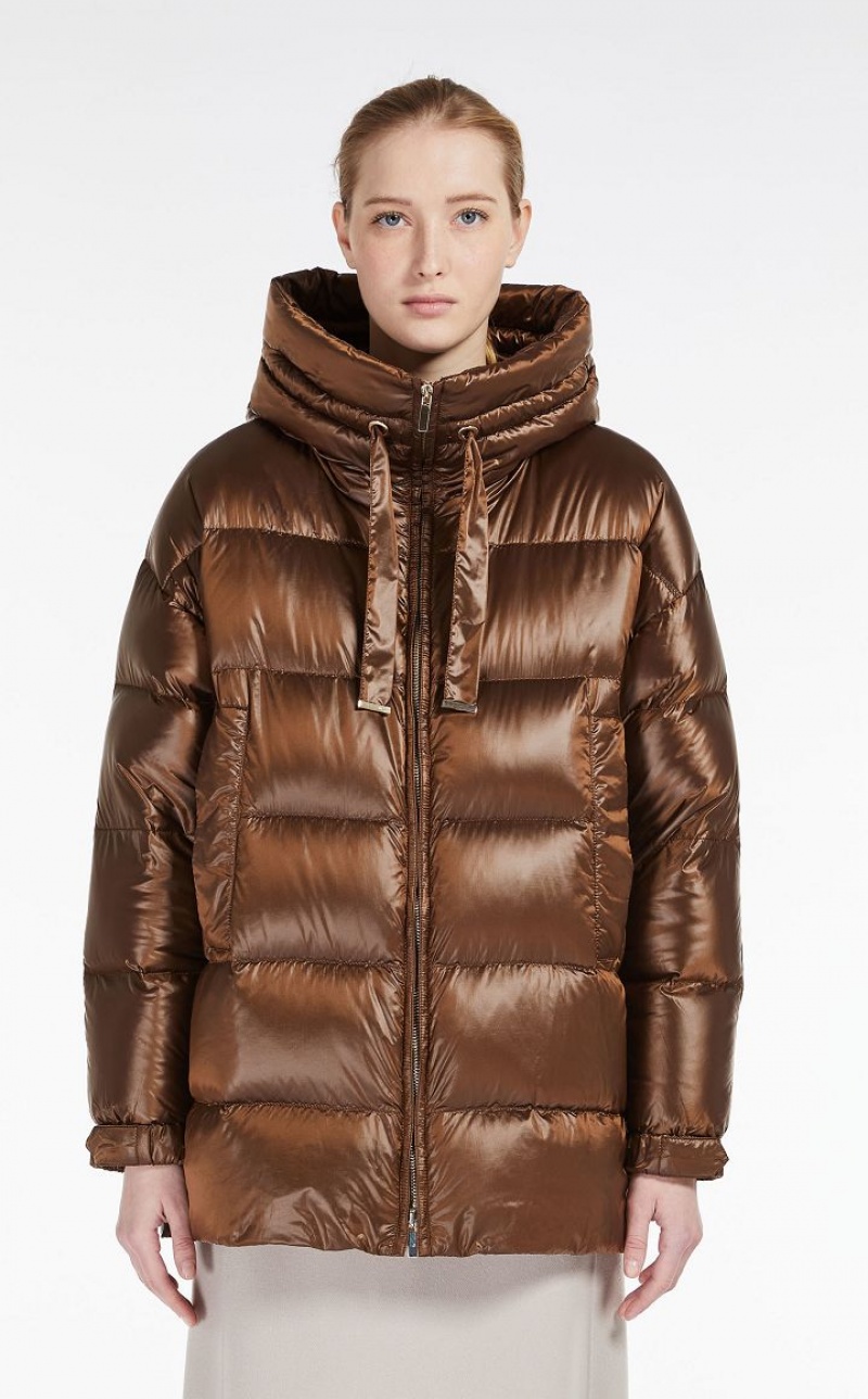 MaxMara Down Jacket In Water-resistant Canvas With Hood Padded GOLD | MMR593974