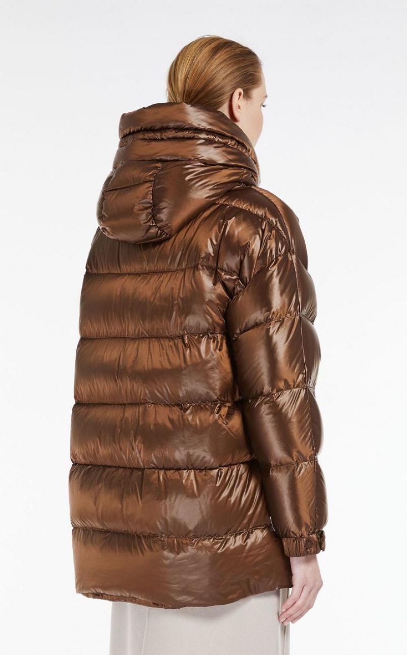 MaxMara Down Jacket In Water-resistant Canvas With Hood Padded GOLD | MMR593974