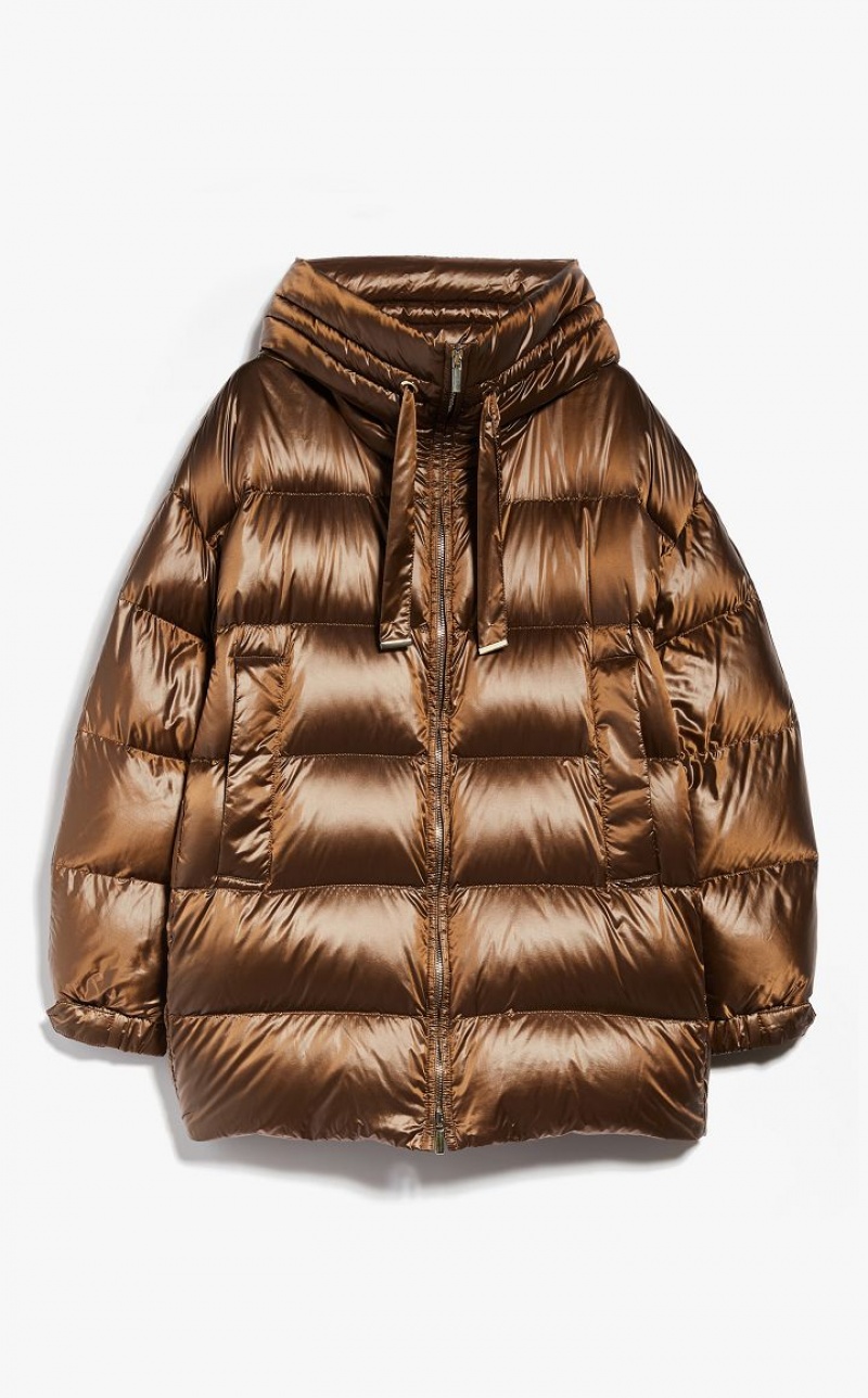 MaxMara Down Jacket In Water-resistant Canvas With Hood Padded GOLD | MMR593974