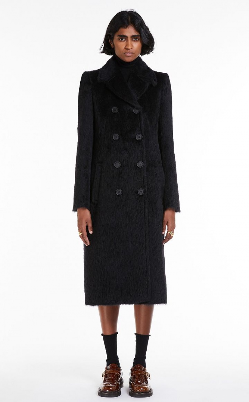 MaxMara Fitted-waist Alpaca Coats BLACK | MMR593837