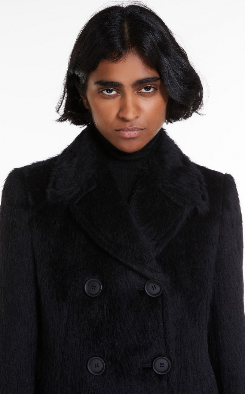 MaxMara Fitted-waist Alpaca Coats BLACK | MMR593837