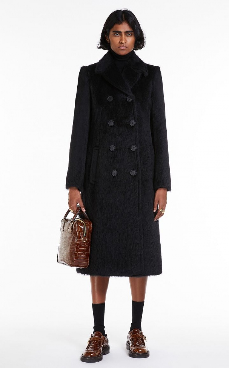 MaxMara Fitted-waist Alpaca Coats BLACK | MMR593837