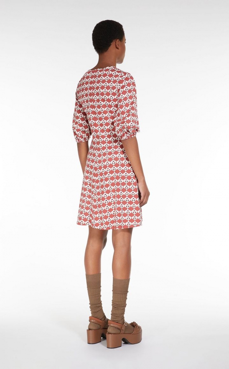 MaxMara Flared In Printed Jersey Dresses RUST | MMR593380