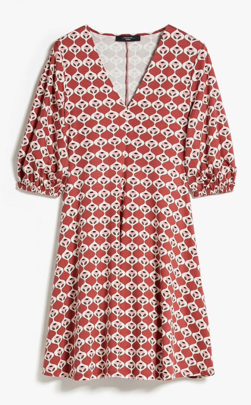 MaxMara Flared In Printed Jersey Dresses RUST | MMR593380