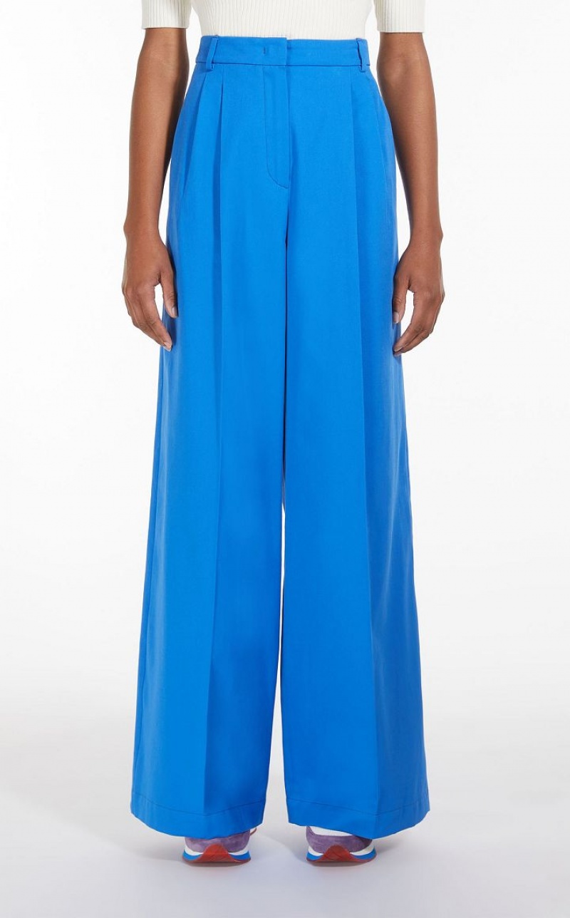 MaxMara Flared In Stretch Cotton Trousers CORNFLOWER BLUE | MMR593756