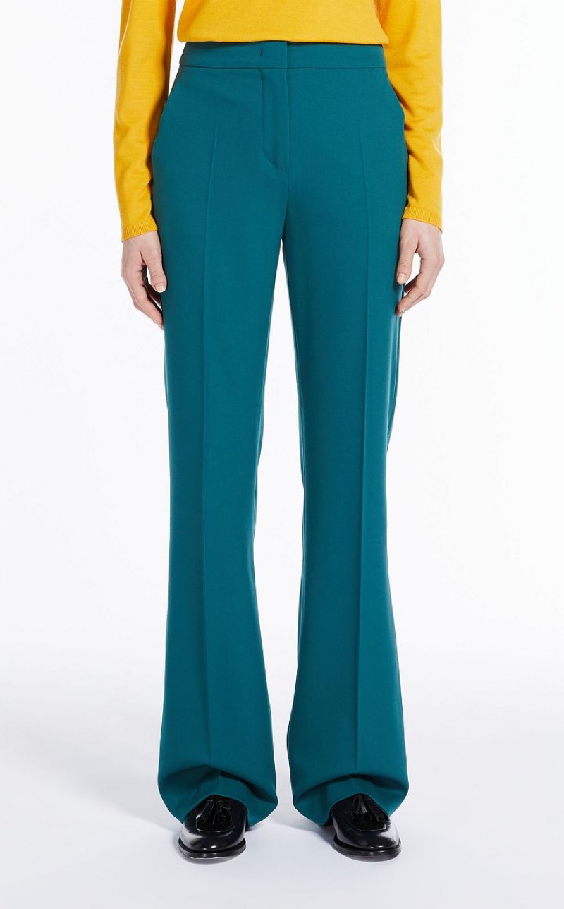 MaxMara Flared In Wool Trousers TURQUOISE | MMR593813