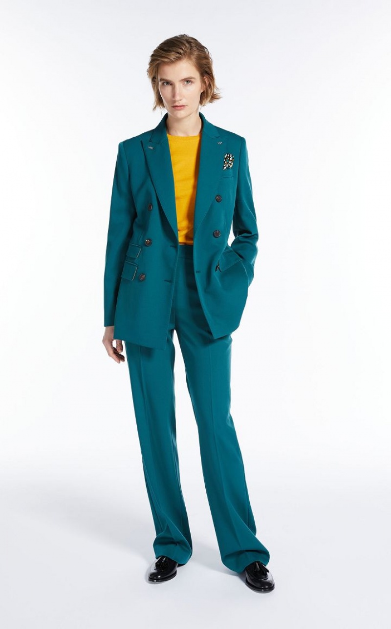 MaxMara Flared In Wool Trousers TURQUOISE | MMR593813