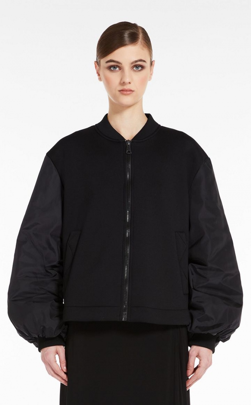 MaxMara Flared Jersey Bomber Jackets BLACK | MMR594042