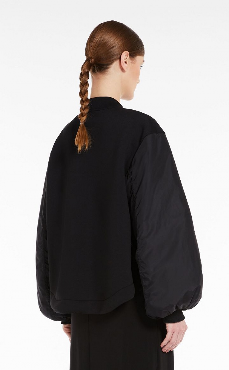 MaxMara Flared Jersey Bomber Jackets BLACK | MMR594042