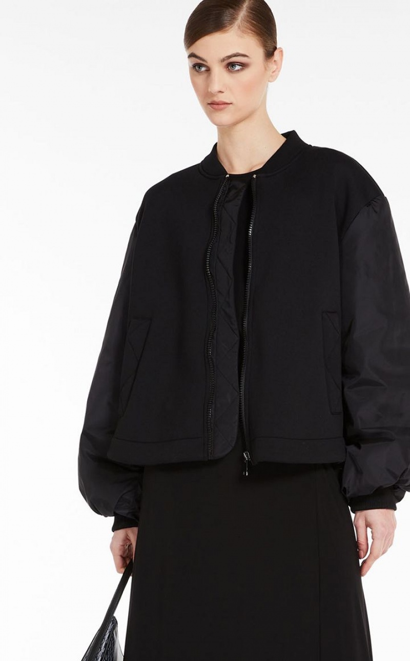 MaxMara Flared Jersey Bomber Jackets BLACK | MMR594042