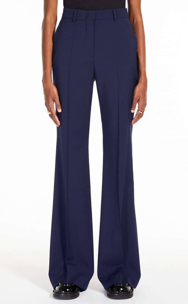 MaxMara Flared Pure Wool Trousers MIDNIGHTBLUE | MMR593750