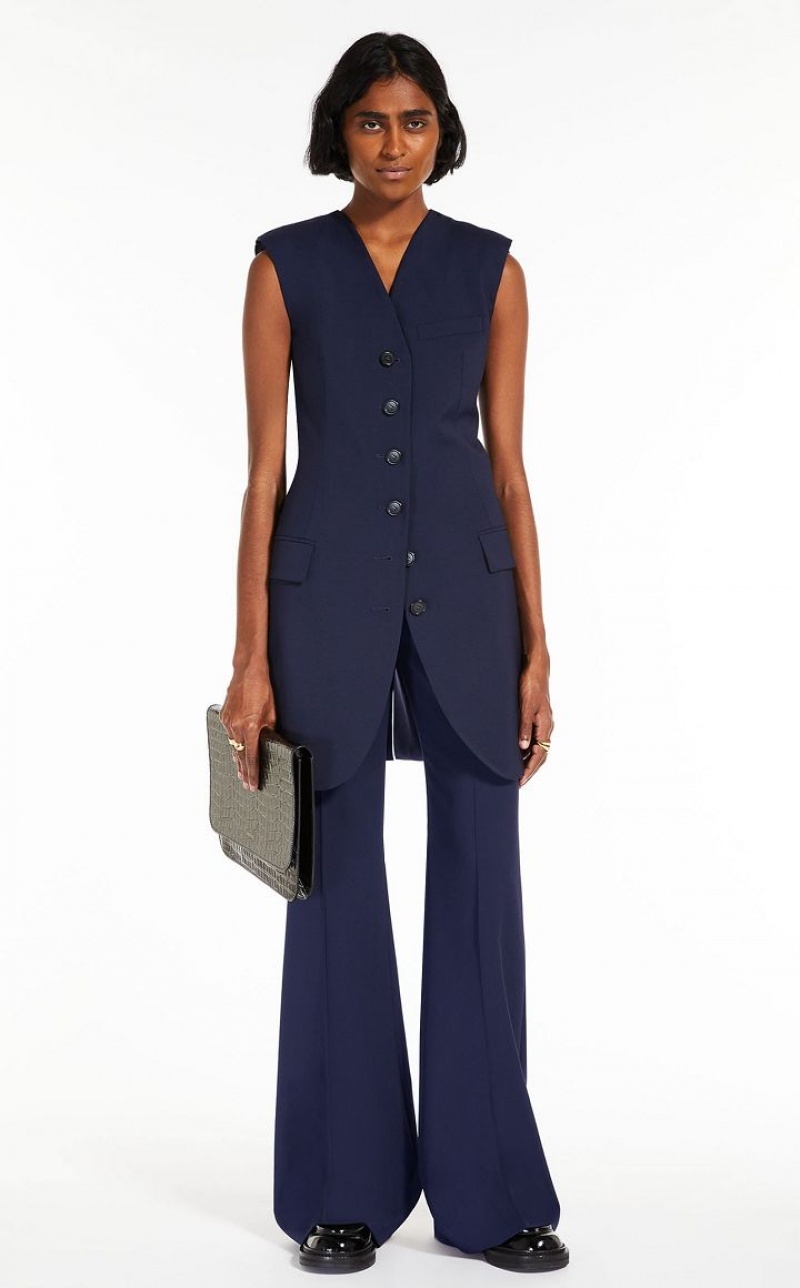 MaxMara Flared Pure Wool Trousers MIDNIGHTBLUE | MMR593750