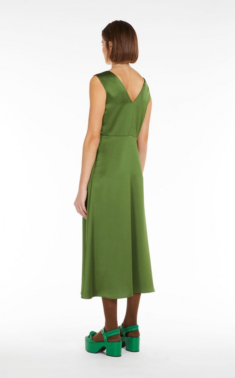 MaxMara Flared Satin Dresses GREEN | MMR593397