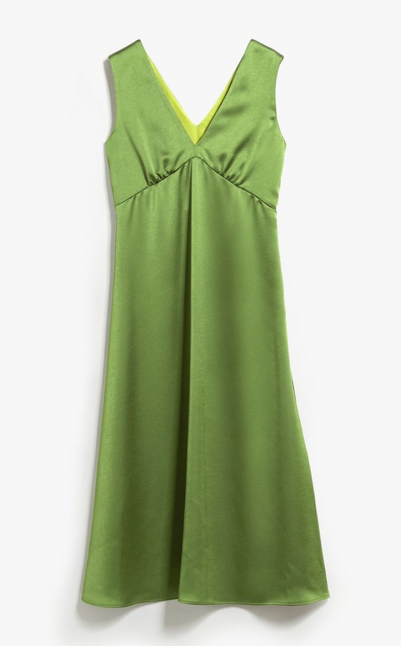 MaxMara Flared Satin Dresses GREEN | MMR593397