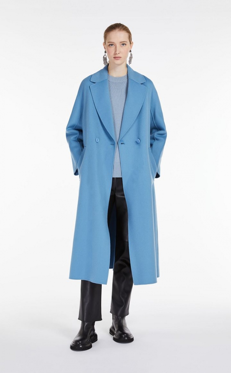 MaxMara Flared Wool Coats LIGHT BLUE | MMR593846