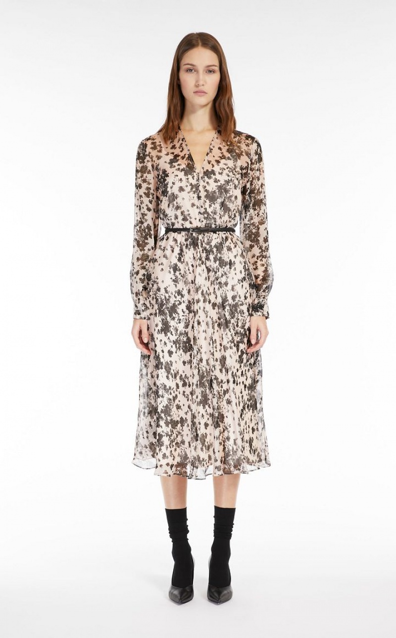 MaxMara Flowing, Printed Chiffon Dresses POWDER | MMR593328