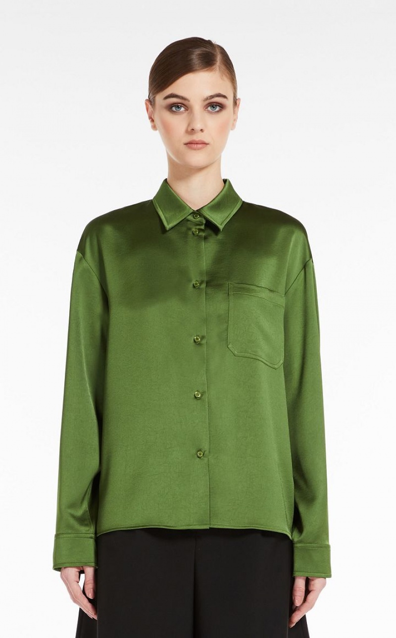 MaxMara Flowing Satin Blouses GREEN | MMR593593