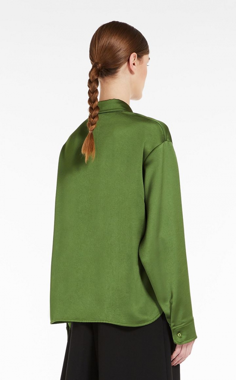 MaxMara Flowing Satin Blouses GREEN | MMR593593