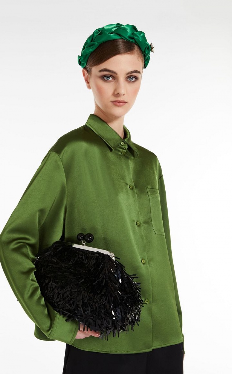 MaxMara Flowing Satin Blouses GREEN | MMR593593