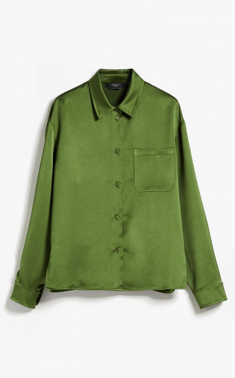 MaxMara Flowing Satin Blouses GREEN | MMR593593