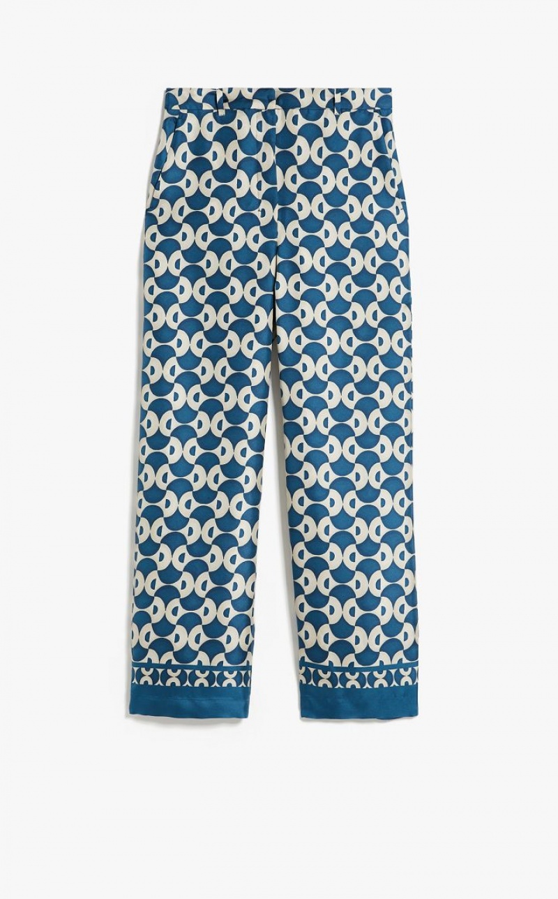 MaxMara Fluid Printed Silk Trousers NAVY | MMR593798