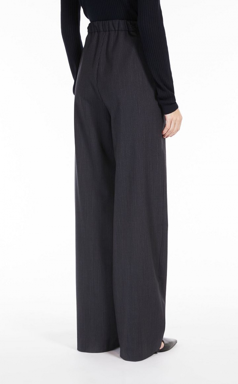 MaxMara Fluid-fit Pinstripe Gabardine Trousers NAVY | MMR593764