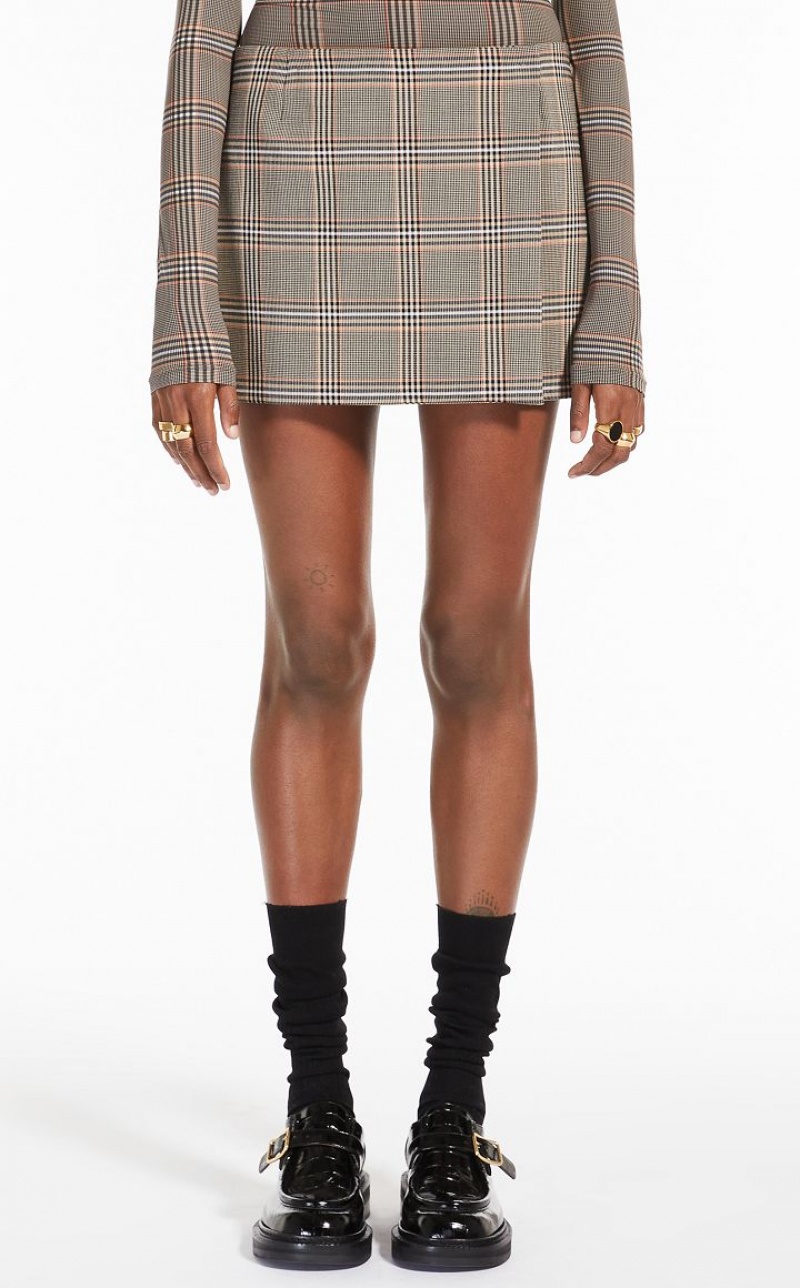 MaxMara Glen Plaid Mini Skirts CAMEL | MMR593682