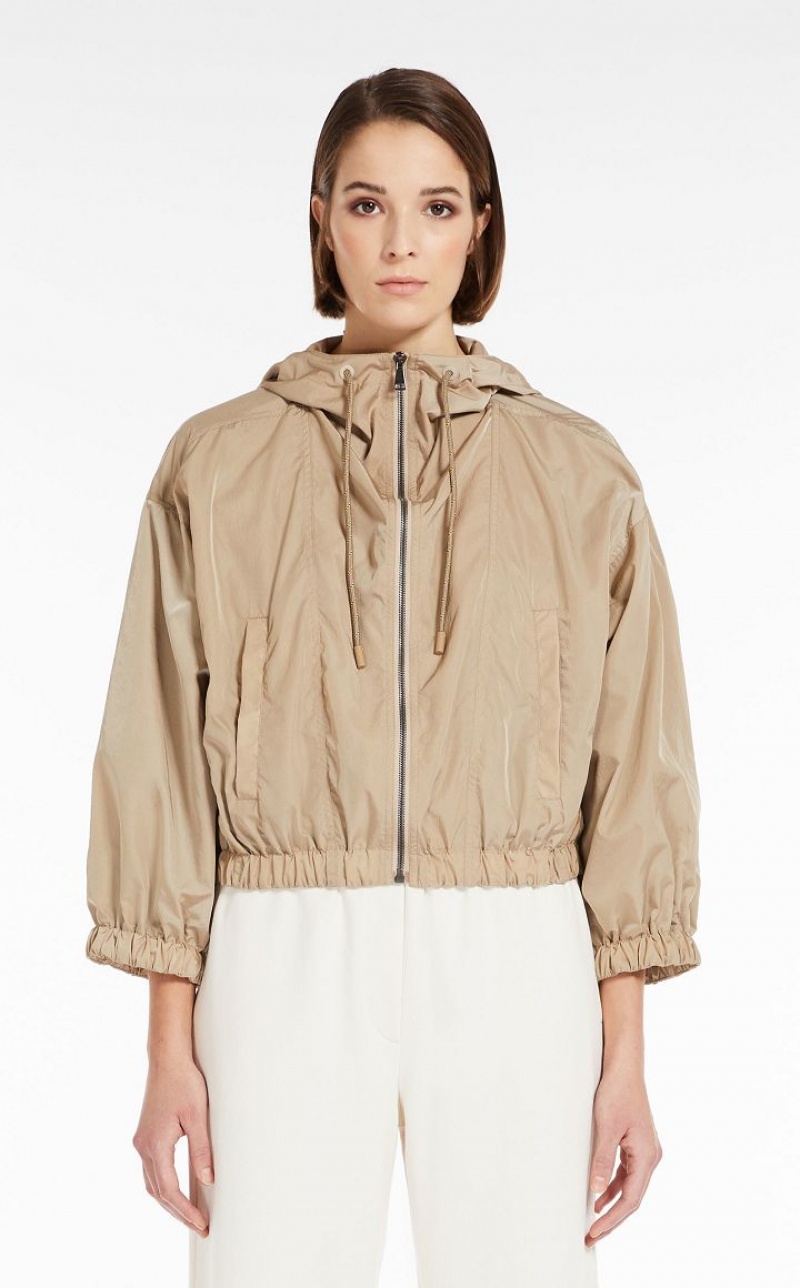 MaxMara Hooded Taffeta Trench CLAY | MMR593947