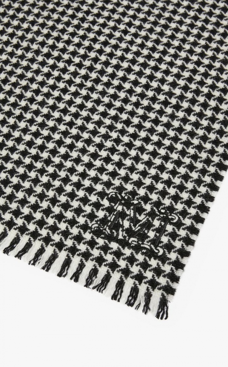 MaxMara Houndstooth Cashmere Scarf Scarves BLACK | MMR594267