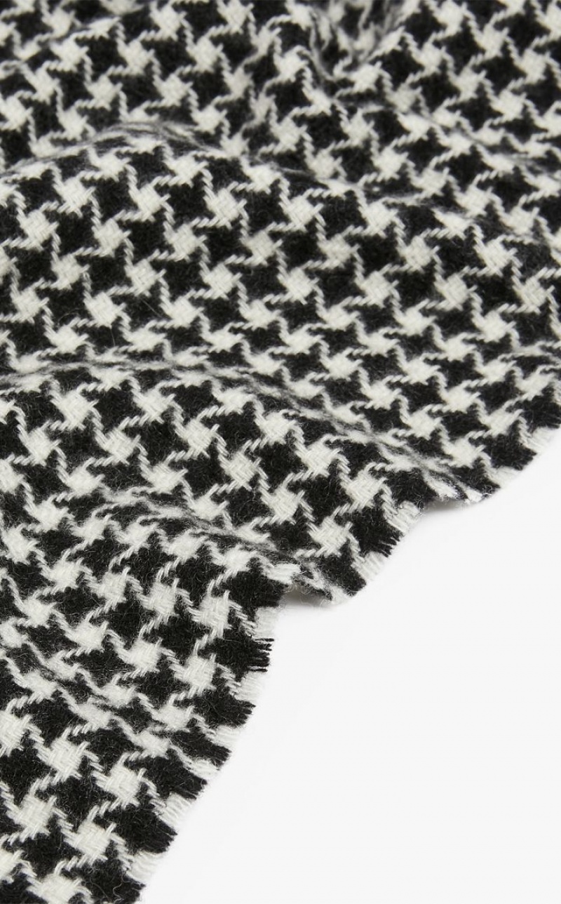 MaxMara Houndstooth Cashmere Scarf Scarves BLACK | MMR594267