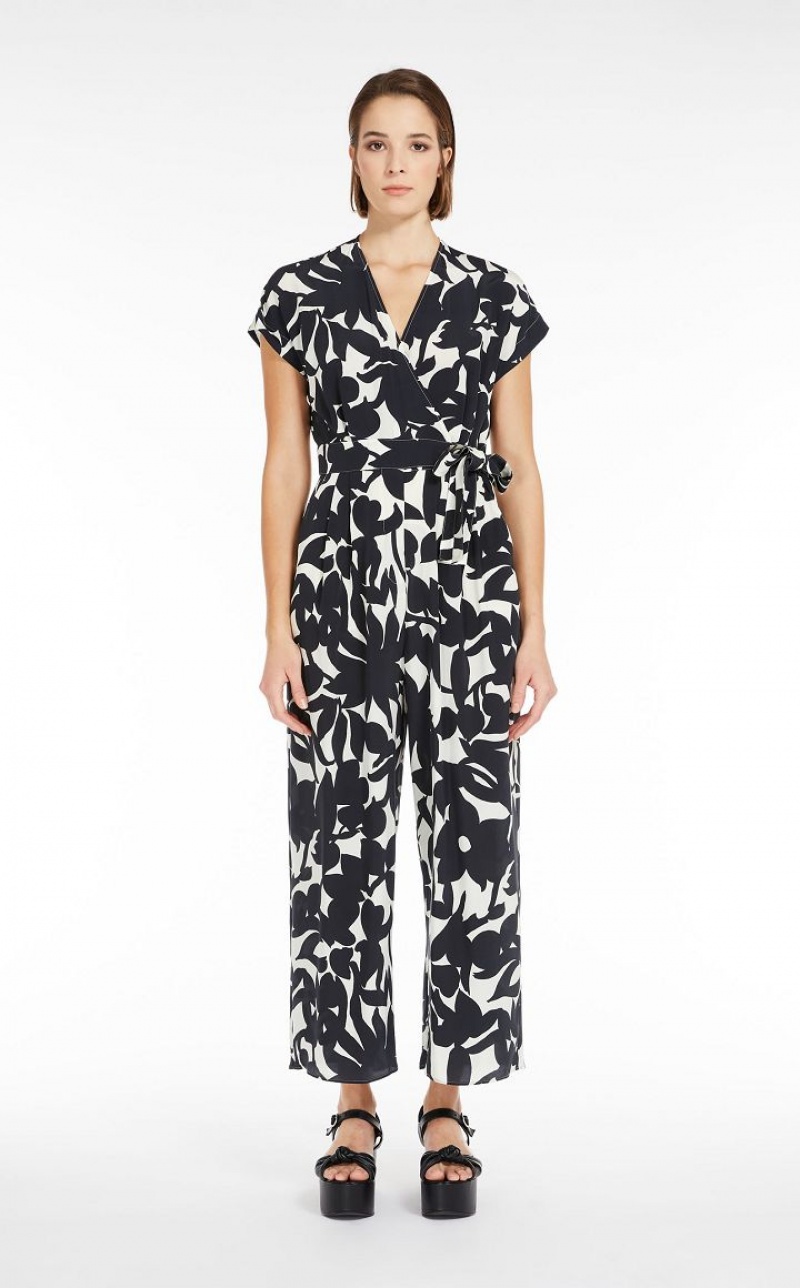 MaxMara In Printed Silk Jumpsuits BLACK | MMR593416